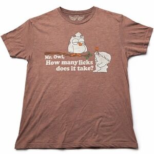Tootsie Pop Mr Owl How Many Licks Does It Take T-Shirt Men's XXL Brown
